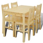 vidaXL Table de salle à manger en bois avec 4 chaises Naturel