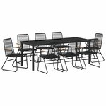 vidaXL Ensemble de salle à manger pour jardin 9 Pièces Noir