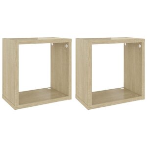 vidaXL Étagères cube murales 2 Pièces Chêne sonoma 26x15x26 cm
