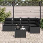 vidaXL Ensemble de canapé de jardin 6 Pièces Noir Poly rotin