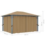 vidaXL Tonnelle avec rideau 400x300 cm Taupe Aluminium