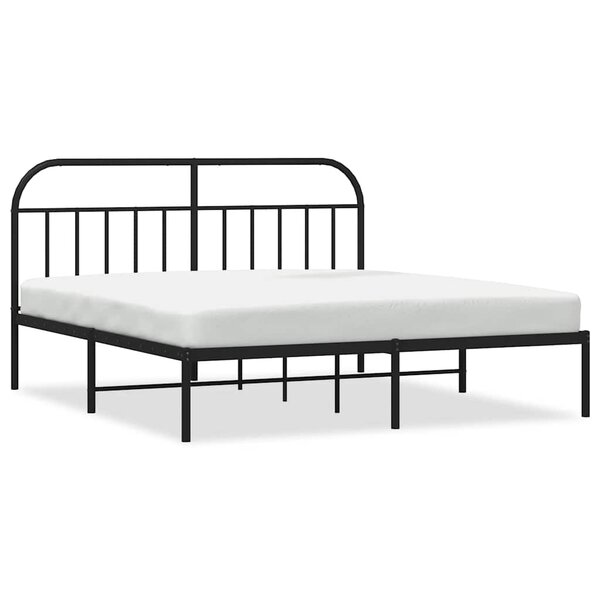 vidaXL Cadre de lit métal sans matelas avec tête de lit noir 183x213cm