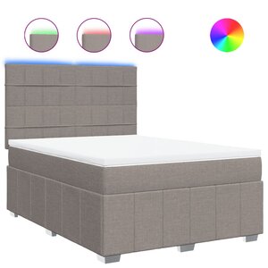 vidaXL Sommier à lattes de lit avec matelas Taupe 140x200 cm Tissu