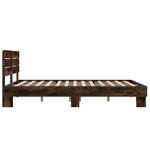 vidaXL Cadre de lit chêne fumé 120x200 cm bois d'ingénierie et métal