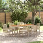 vidaXL Ensemble salle à manger jardin 7 pièces avec coussins Beige Poly Rotin