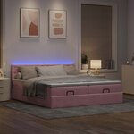 vidaXL Cadre de lit ottoman avec matelas rose 180x200 cm velours