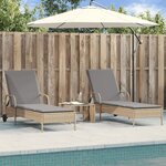 vidaXL Chaises longues avec coussins lot de 2 beige résine tressée