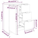 vidaXL Buffets 2 Pièces Chêne sonoma 60x30x70 cm Bois d'ingénierie