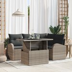 vidaXL Ensemble de sofa de jardin de 5 pièces avec coussins gris en poly rotin