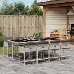 vidaXL Ensemble à manger de jardin et coussins 9 Pièces gris clair rotin