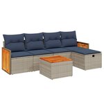 vidaXL Salon de jardin 6 Pièces avec coussins gris résine tressée