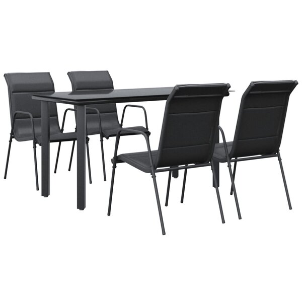 vidaXL Ensemble à manger de jardin 5 Pièces noir textilène et acier