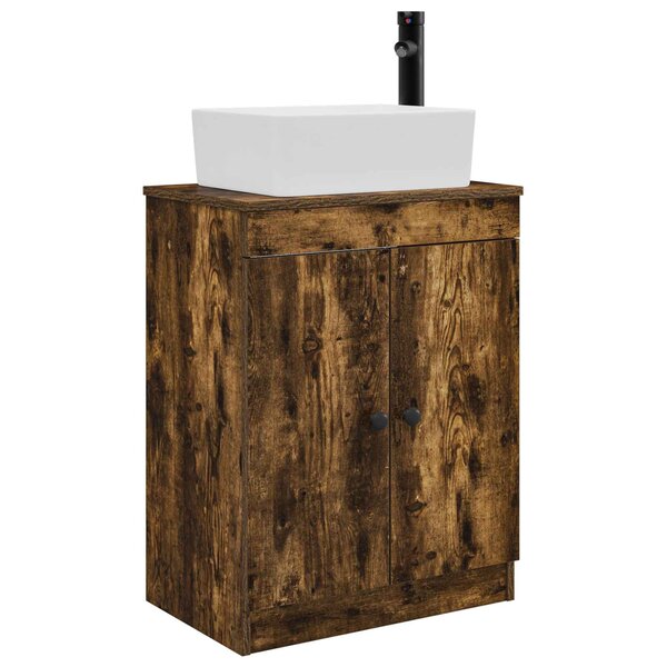 vidaXL Meuble de salle de bain avec évier Chêne fumé 54 x 35 x 83 cm