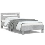 vidaXL Cadre de lit tête de lit et lumières LED gris béton 100x200 cm