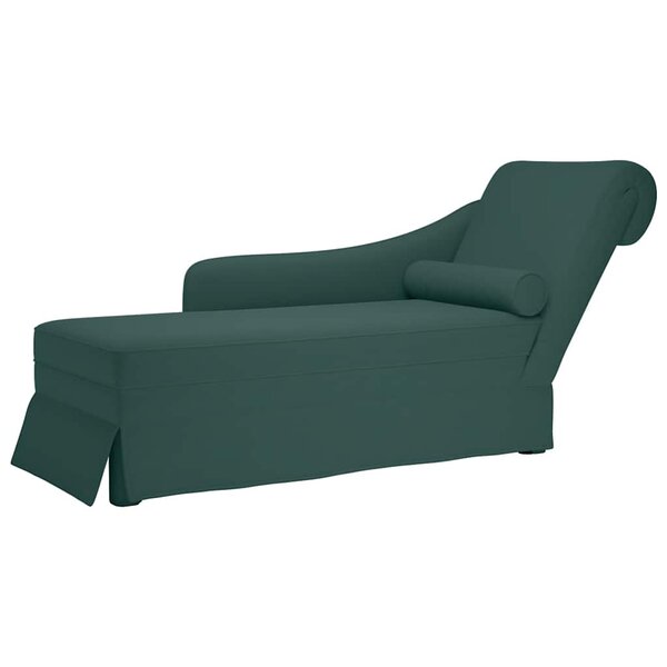 vidaXL Fauteuil long et traversin accoudoir droit vert foncé velours