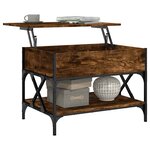 vidaXL Table basse chêne fumé 70x50x50 cm bois d'ingénierie et métal