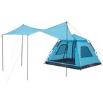vidaXL Tente de camping à dôme 5 personnes bleu libération rapide