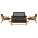 vidaXL Chaises de jardin avec table - Ensemble de 5 pièces en bois d'acacia massif noir