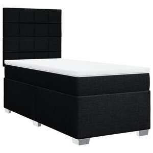 vidaXL Sommier à lattes de lit avec matelas Noir 90x190 cm Tissu