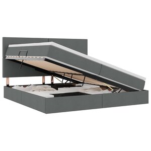 vidaXL Lit avec rangement et LED Gris foncé 200 x 200 cm Polyester