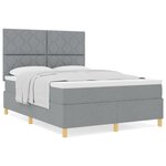 vidaXL Lit à ressorts avec matelas Gris clair 160 x 200 cm tissu