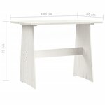 vidaXL Table à manger avec banc REINE blanc bois de pin solide