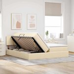 vidaXL Lit de rangement LED avec matelas Crème 180 x 200 cm Tissu