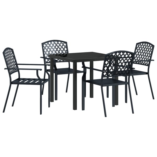 vidaXL Ensemble salle à manger 5 pièces acier anthracite