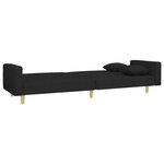 vidaXL Canapé-lit à 2 places avec repose-pied noir tissu