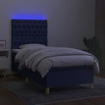 vidaXL Sommier à lattes de lit et matelas et LED Bleu 90x190 cm Tissu