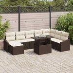 vidaXL Ensemble de canapé de jardin avec coussin 9 Pièces Marron  Crème