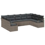 vidaXL Ensemble de canapé de jardin avec coussin 9 Pièces Gris