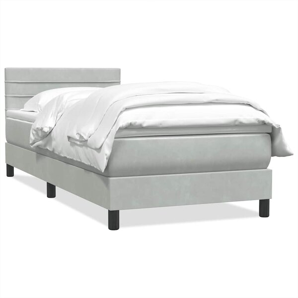 vidaXL Sommier à lattes de lit et matelas gris clair 90x220 cm velours