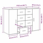 vidaXL Buffets avec tiroir Corona 2 Pièces Chêne noir 59 x 39 x 80 cm