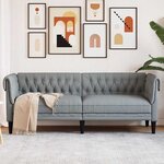 vidaXL Canapé Chesterfield 3 places gris clair tissu