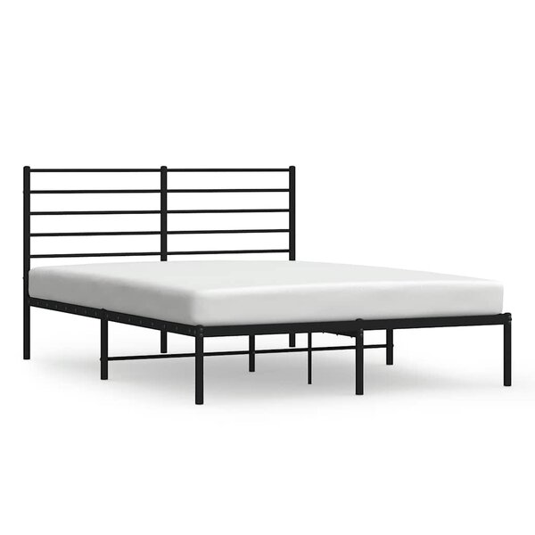vidaXL Cadre de lit métal sans matelas avec tête de lit noir 140x190cm