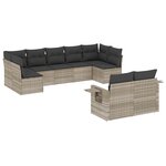 vidaXL Salon de jardin 9 Pièces avec coussins gris clair résine tressée