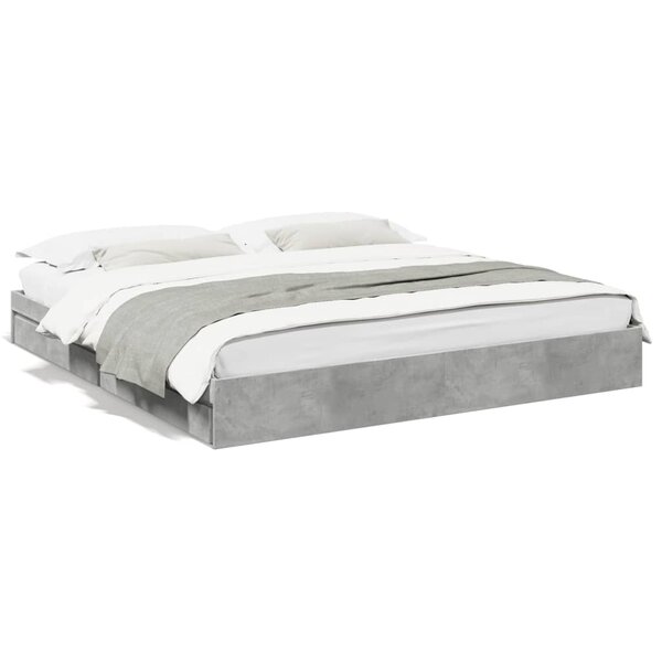 vidaXL Cadre de lit avec tiroirs sans matelas gris béton 180x200 cm