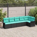 vidaXL Ensemble de canapé de jardin avec stockage 6 Pièces Noir polyrotin