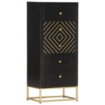 vidaXL Armoire à tiroirs Noir et doré 45x30x105 cm Bois de manguier