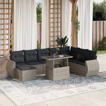 vidaXL Salon de jardin 9 Pièces avec coussins gris clair résine tressée
