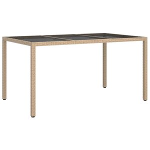 vidaXL Table de jardin pour repas Beige Poly rotin