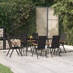 vidaXL Ensemble à manger de jardin 7 Pièces Noir et marron Résine tressée