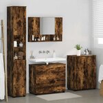 vidaXL Ensemble de mobilier de salle de bain 4 Pièces Chêne fumé