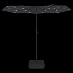 vidaXL Parasol de jardin à double tête avec LED noir 316x145 cm
