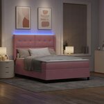 vidaXL Lit à ressorts avec bandes LED Rose 140 x 190 cm Velours