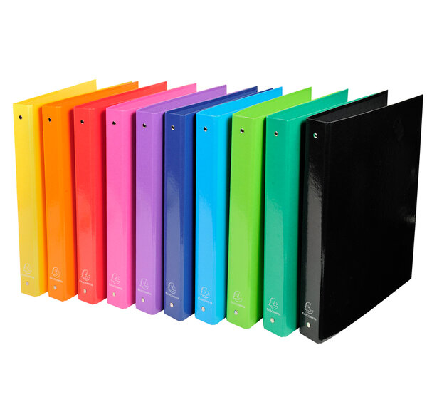 Classeur A4 4anneaux 30mm Iderama Pélliculé brillant Coloris Aléatoire x 10 EXACOMPTA