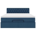 vidaXL Lit ottoman avec matelas et LED bleu 140x190 cm tissu