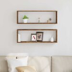 vidaXL Étagère murale avec étagère 2 Pièces Bois ancien 80 x 15 x 26 cm