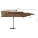 vidaXL Parasol de jardin en porte-à-faux lumières LED mât en aluminium